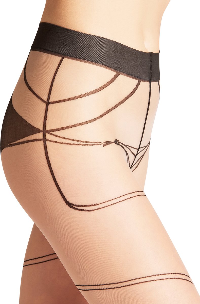 FALKE Ruby gedessineerd materiaal halfdoorzichtig 8 DEN panty dames beige - maat S (4043875199697)