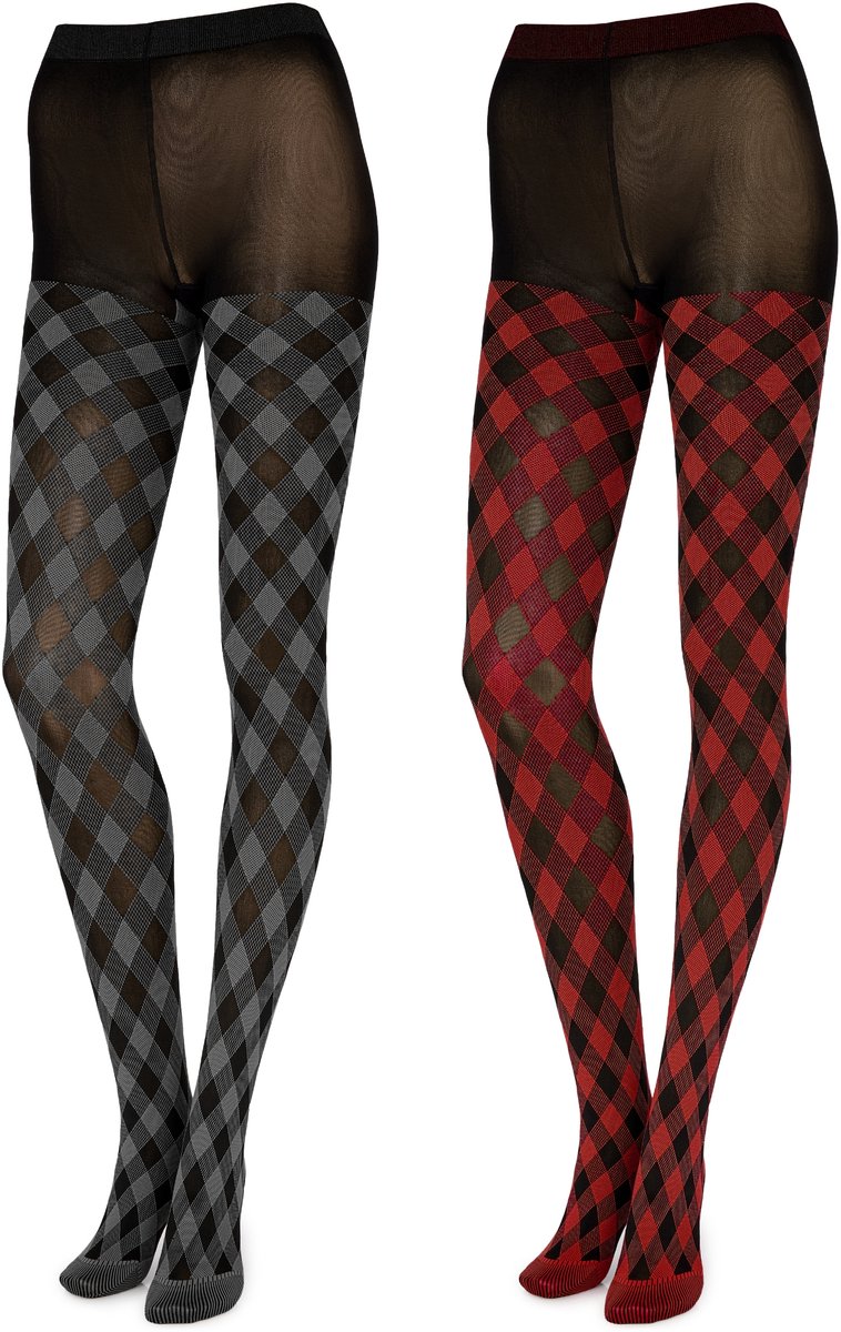 Merry Style Dames Panty 2 Pack - 60 DEN- Gedessineerd - 3D-technologie - Polyamide - Rook/Rot - XL - MS-GB-317 (4061692836441)