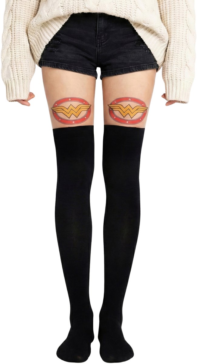 WONDER WOMAN zwart-witte panty (5906599680256)