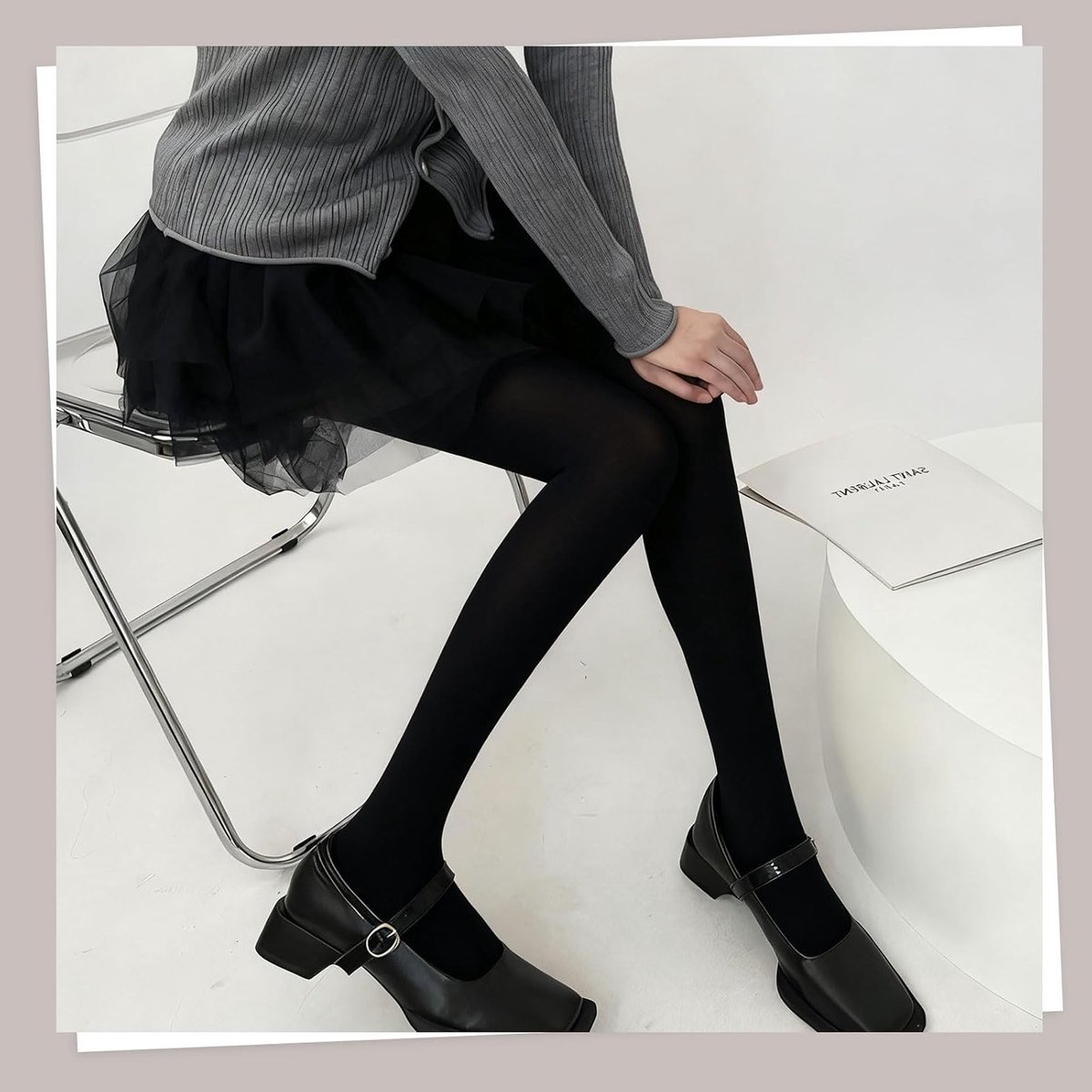 Zwarte en Bruine Panty voor Vrouwen en Meisjes, 100 Denier Opaque, Comfortabele Hoge Taille, Ideaal voor Dans en Feestjes (2545762997659)