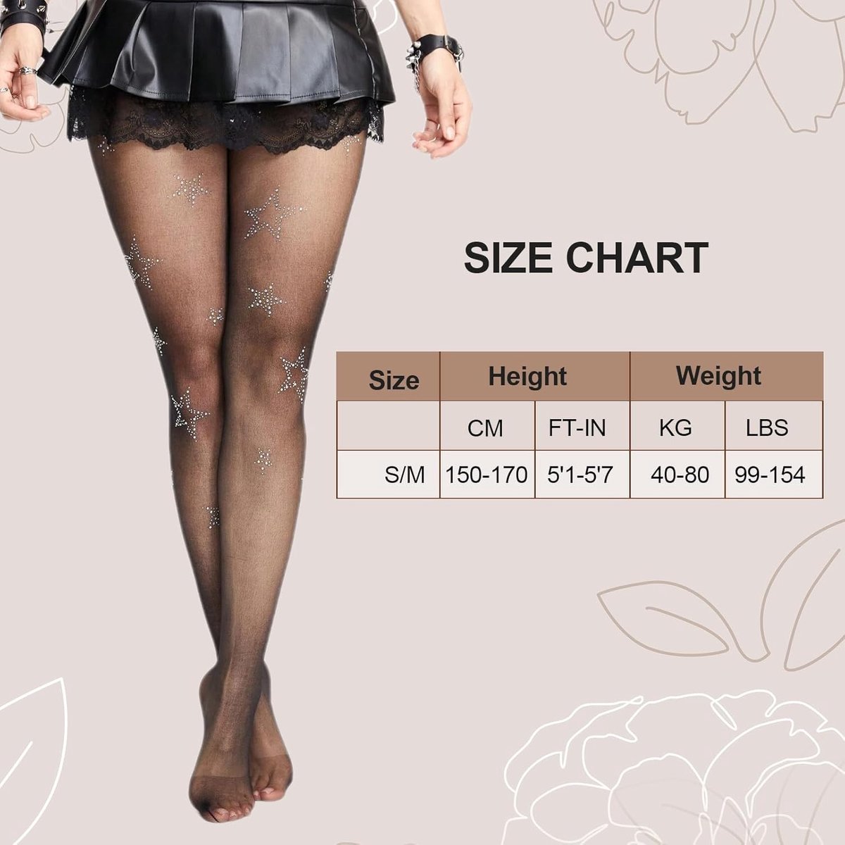 3 Paar Dames Panty met Sterren, Glanzende Zwarte Patroon, Vintage Kanten, Mode Accessoire voor Dames (3278169641229)