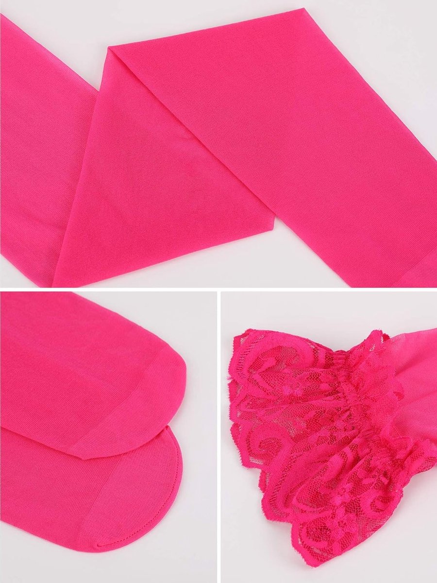 4 Paar Dames Kousen met Kant, Zijdeachtige Transparante Panty Kousen voor Elegante Lingerie en Mode (2268257916842)