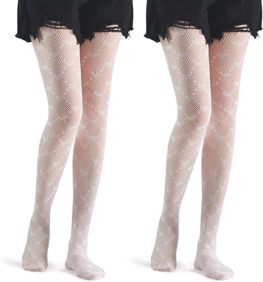 Allecto plus - Dames patroon visnet panty's hart valentijn liefde 2 stuks (8785346138809)