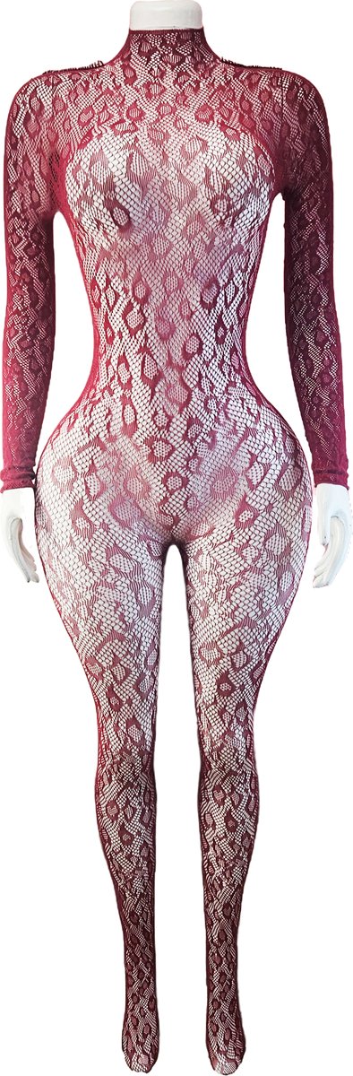 BamBella ® - Panty pak -Onesize - body suit - Dames - Onesize - Erotische jumpsuit van kant lingerie rood (8721017928867)