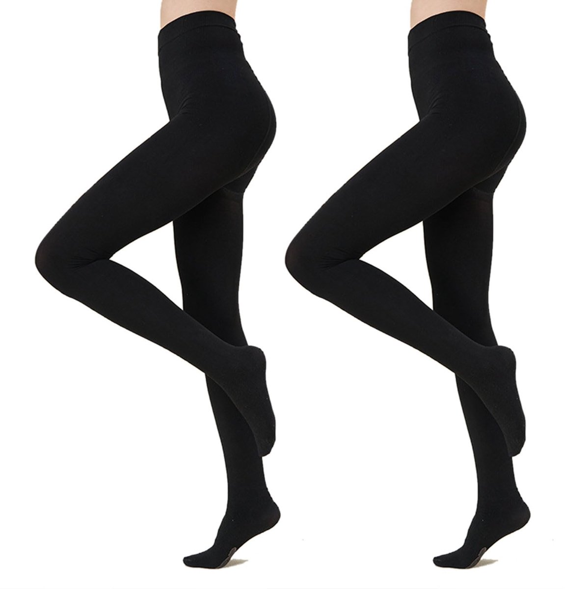 Dailygoods - 2 Stuks Dames Opaque Panty - 80 Denier Zwart met Versterkte Teen (2486650615517)