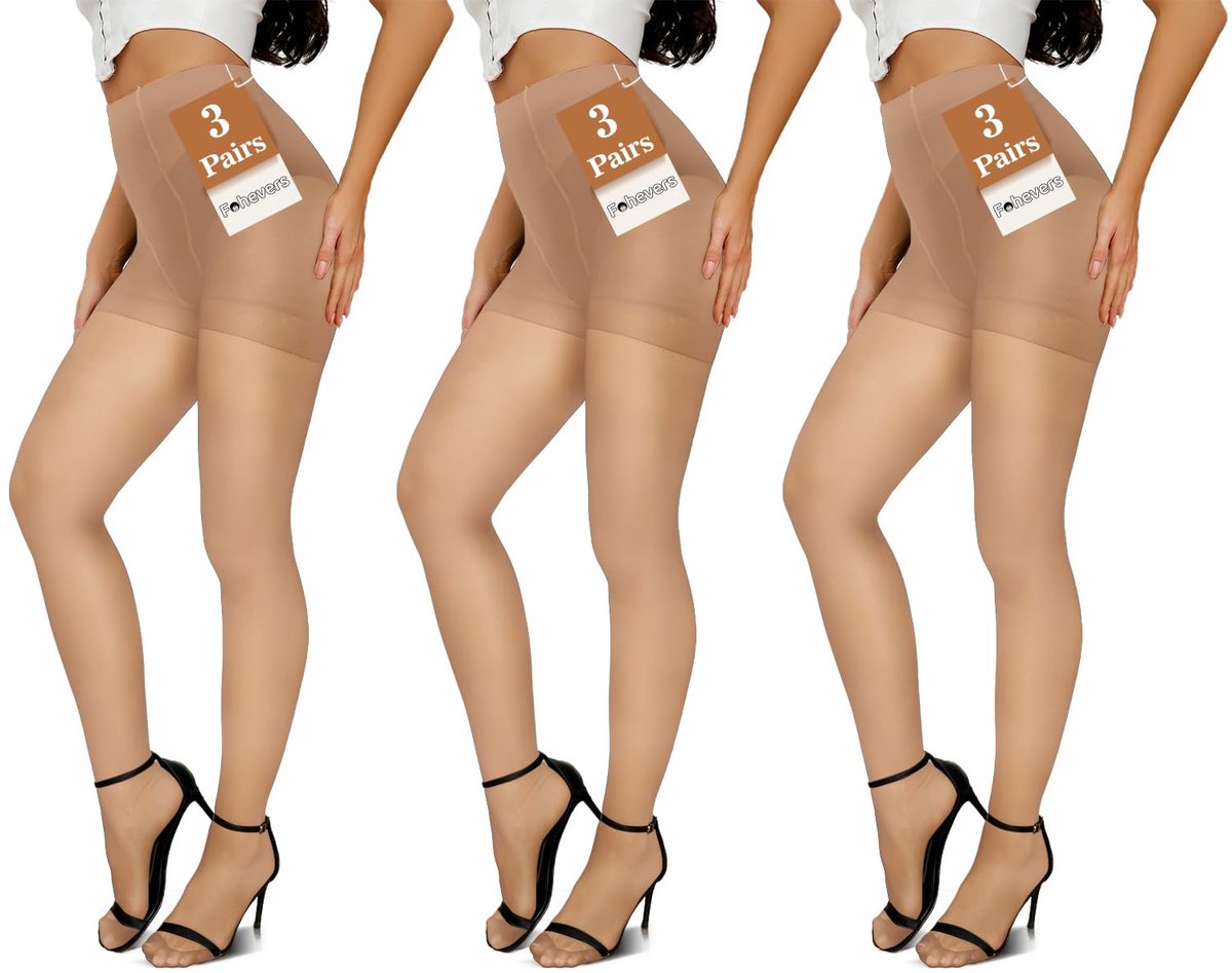 Dailygoods - 3 Pack Dames Panty 10 Denier High Waisted Tights - Plus Size Transparante Panty (2921145247076)