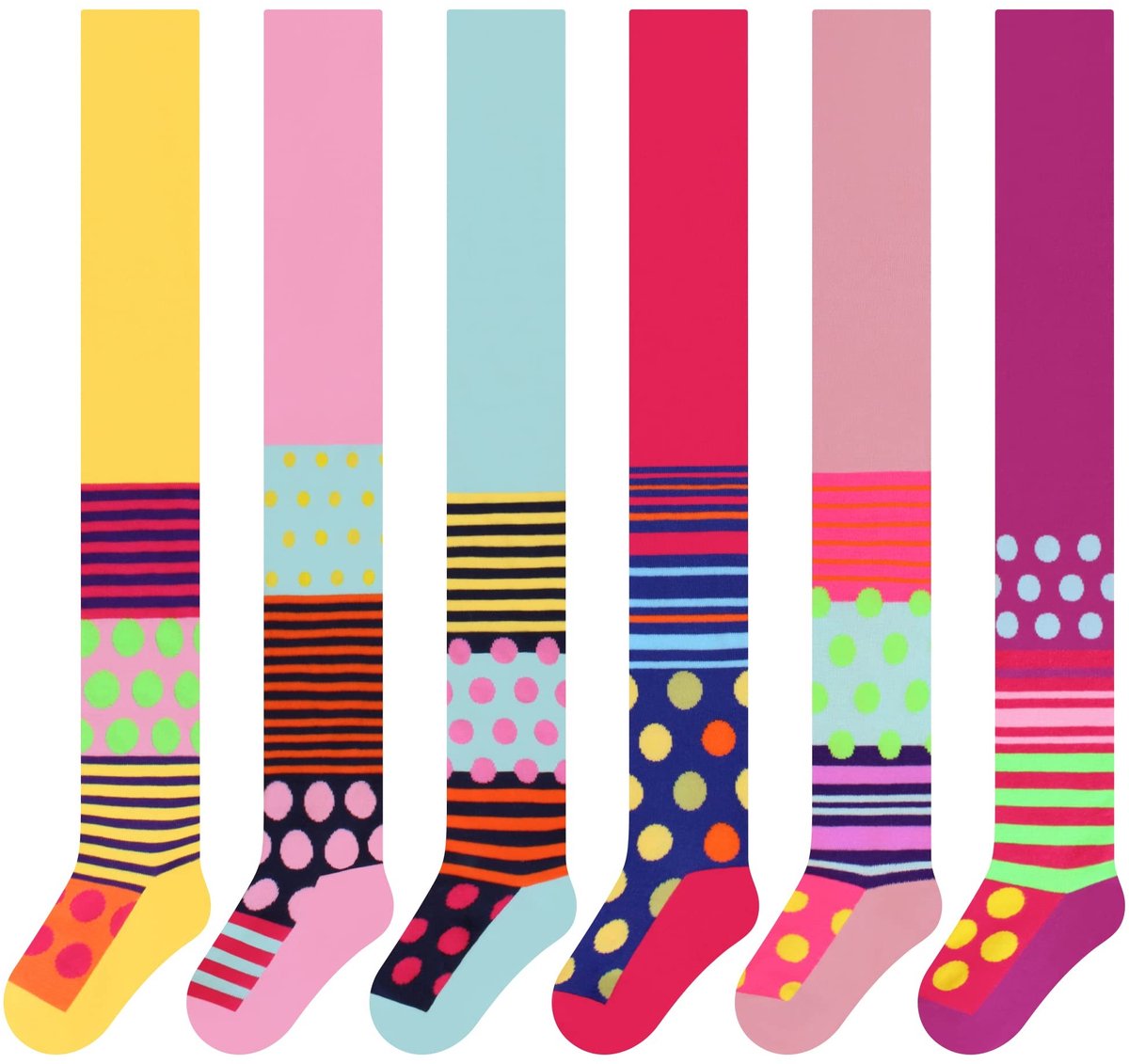 Dailygoods - Kindermeisjes Panty Gebreid 6-Pack - Meerkleurige Stijl (2832052103624)