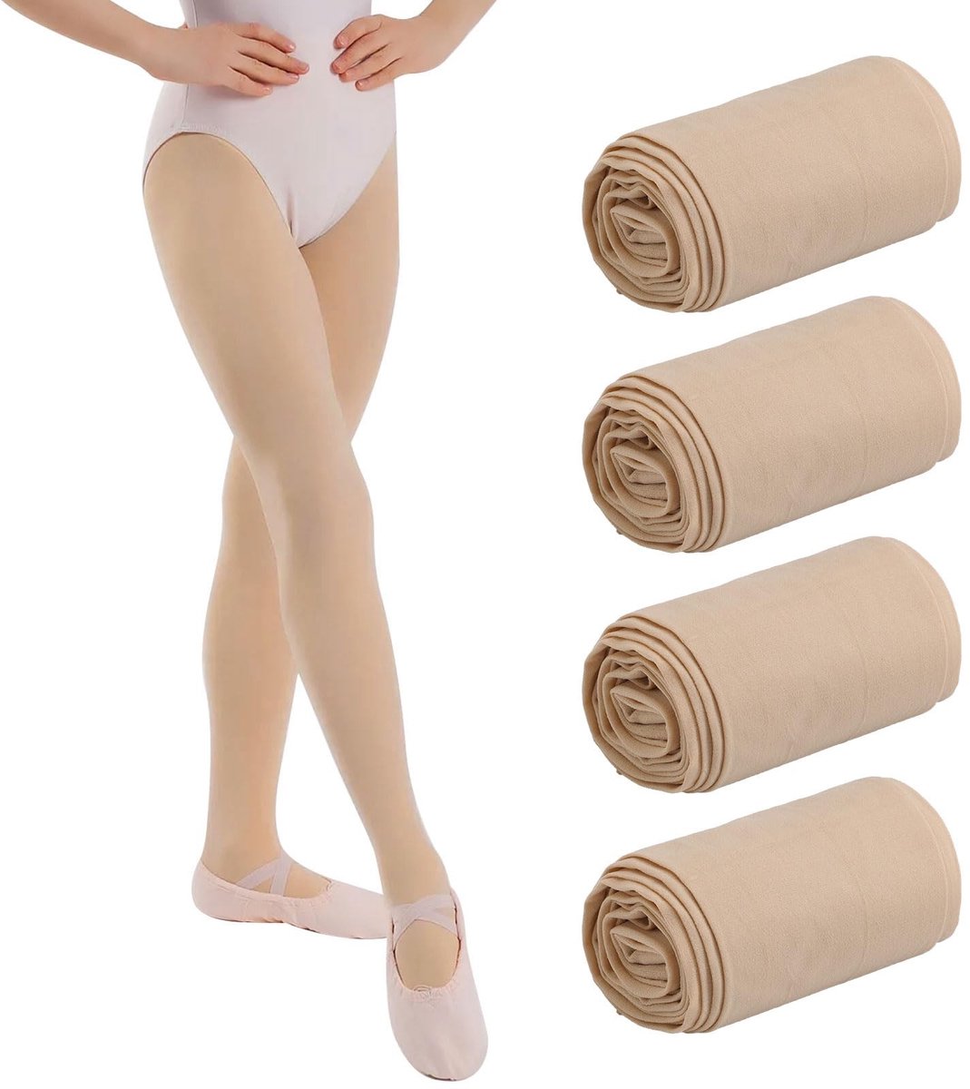 Dailygoods- Kinderpanty 40 denier - Fluwelen Panty - Elastische Balletpanty - 4 Paar - Meisje - Comfortabele Pasvorm (2705407903456)