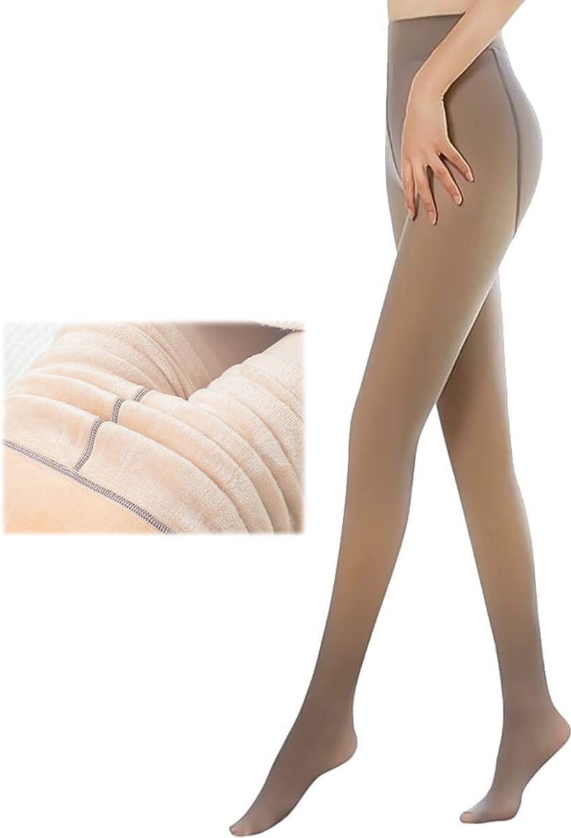 Dames Dikke Warme Panty's, Winter Dubbel Gevoerde Stretch Fleece Panty Ondoorzichtig Zwarte Leggings Nep Doorschijnende Warme Panty voor Vrouwen (9452470310355)