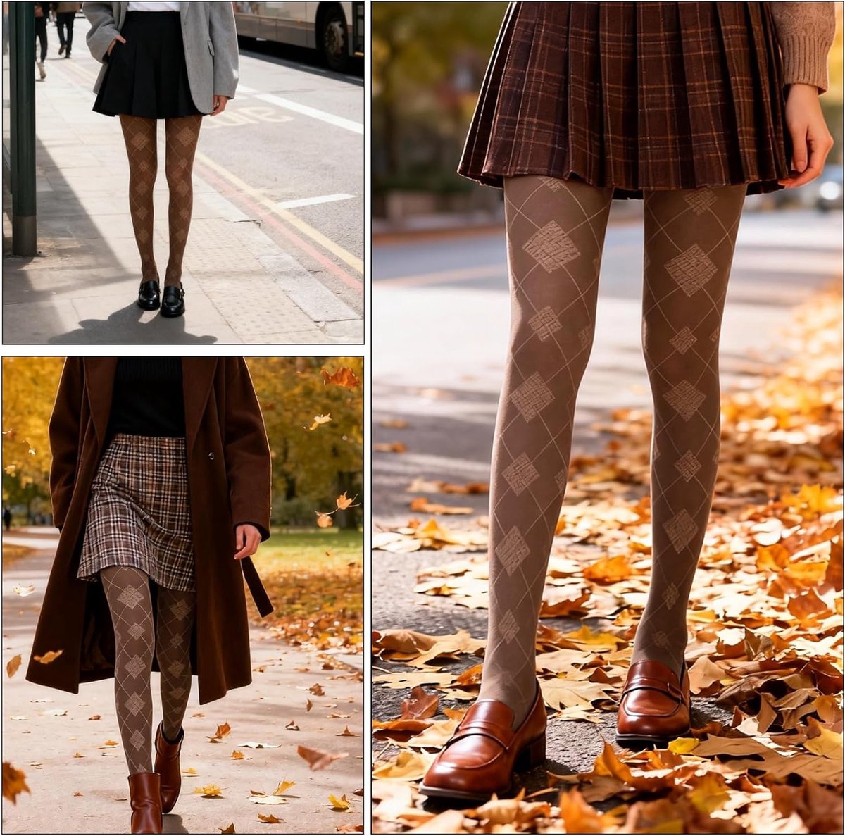Dames Opaque Ruitenpatroon Katoenen Slankmakende Panty voor Herfst en Winter, Perfect voor Casual en Formele Outfits (2262193169799)