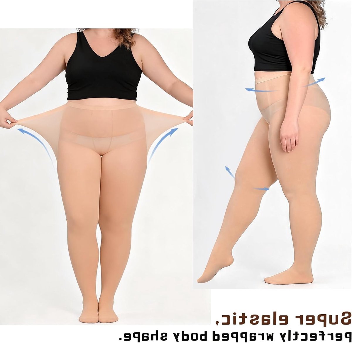 Dames Plus Size Panty's - Zachte Semi-Opake Leggings - Warme, Rekbare Hoge Taille Kousen voor Comfort en Stijl (2525045541977)