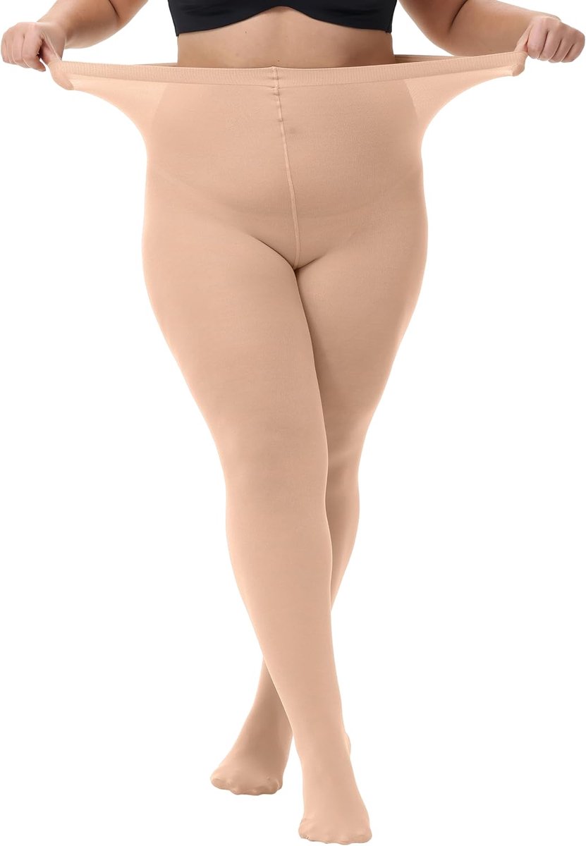 Dames panty Plus maten hoge taille half transparant XL-4XL (2105709729219)