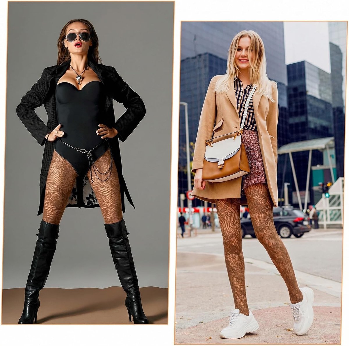 Damespanty met bloemenpatroon, kant en visnet, witte holle panty, Lolita-stijl, elegante en modieuze beenmode (3622238580597)