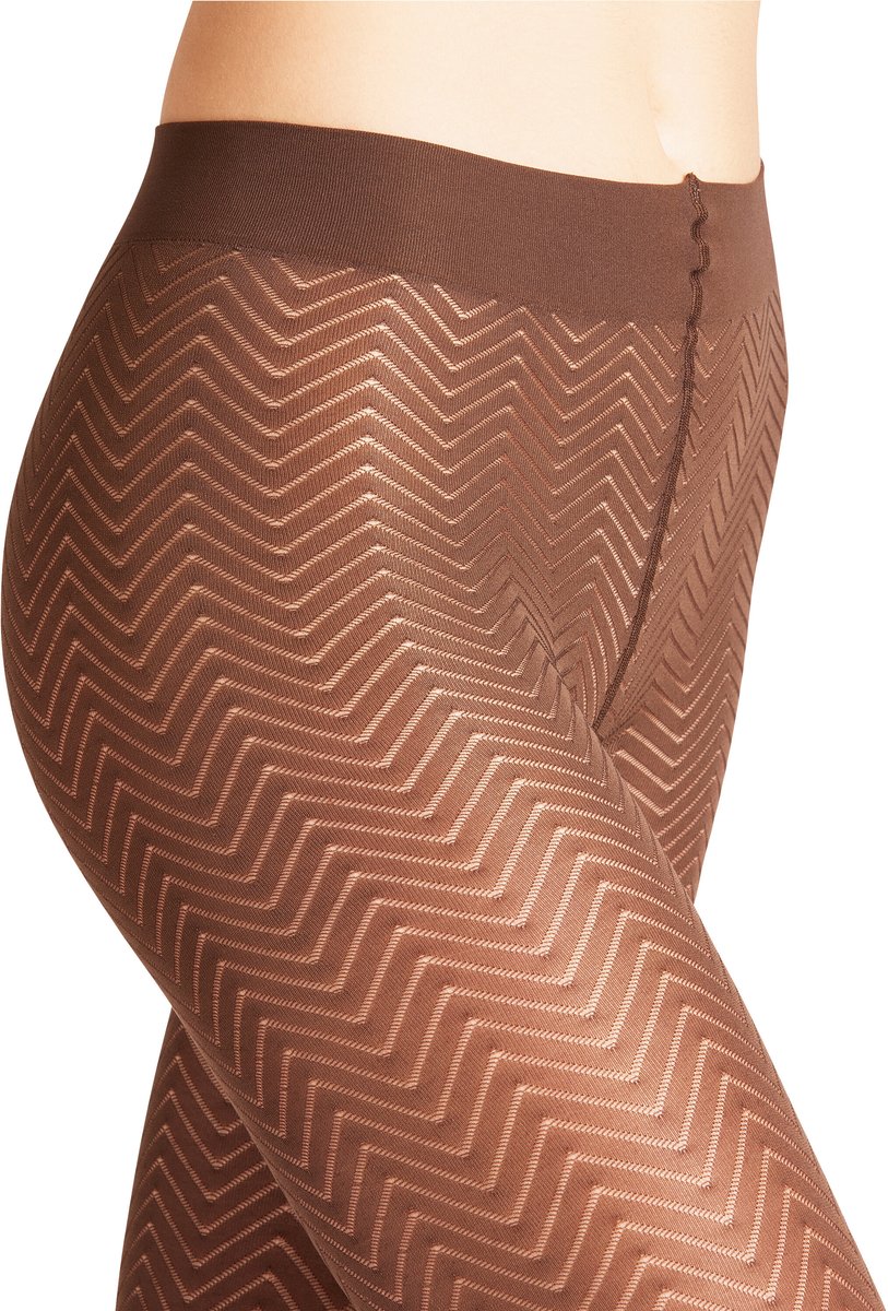 FALKE Chevron gedessineerd materiaal halfdoorzichtig 50 DEN panty dames bruin - maat S-M (4043875197518)