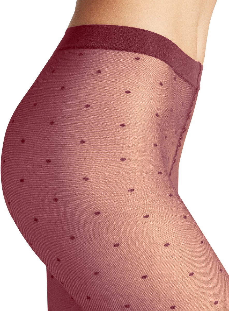 FALKE Dot gedessineerd materiaal ultra transparant 15 DEN panty dames rood - maat M (4067112939419)