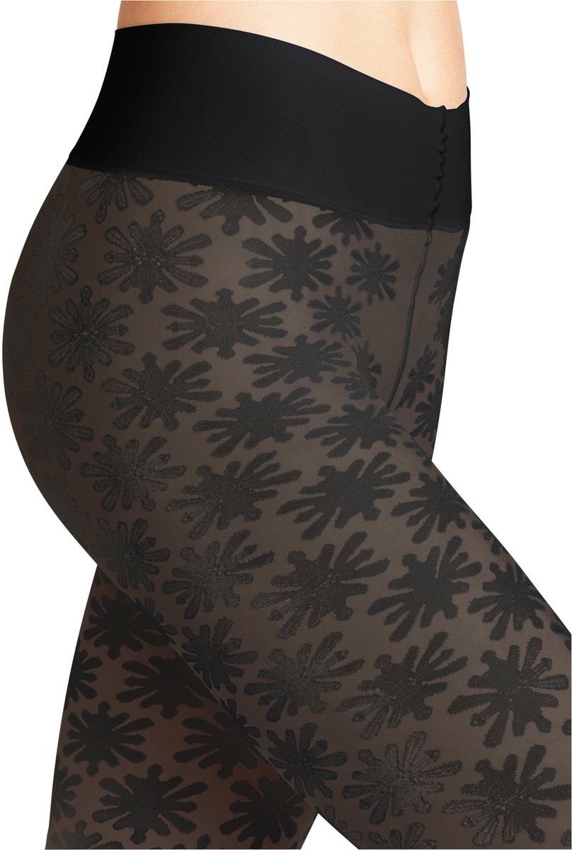 FALKE High Waist Crystal gedessineerd materiaal halfdoorzichtig 20 DEN panty dames zwart - maat M-L (4043875199321)