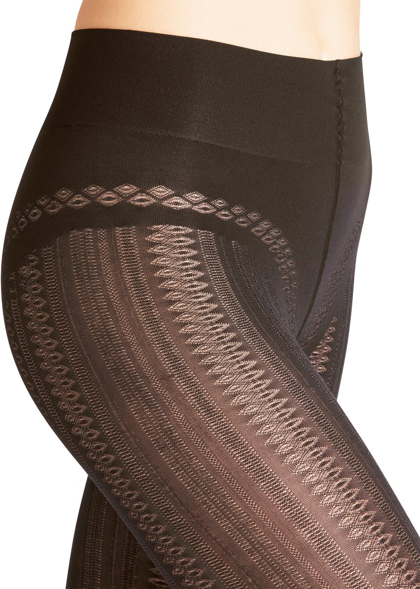 FALKE High Waist Midwinter gedessineerd materiaal ondoorzichtig 100 DEN panty dames bruin - maat M-L (4043875234923)