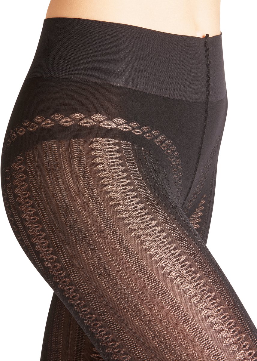 FALKE High Waist Midwinter gedessineerd materiaal ondoorzichtig 100 DEN panty dames zwart - maat XL (4043875199024)