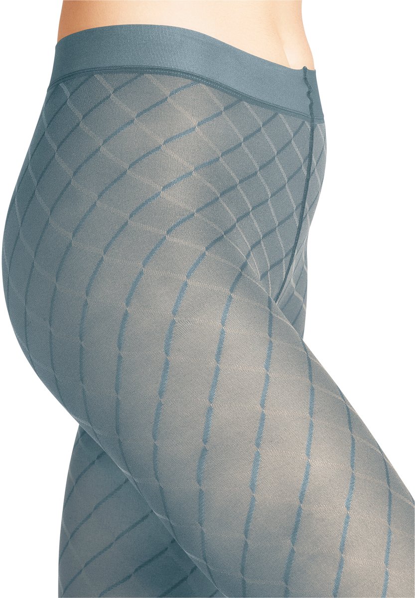 FALKE Intrigue gedessineerd materiaal transparent 30 DEN panty dames blauw - maat XL (4043875197310)