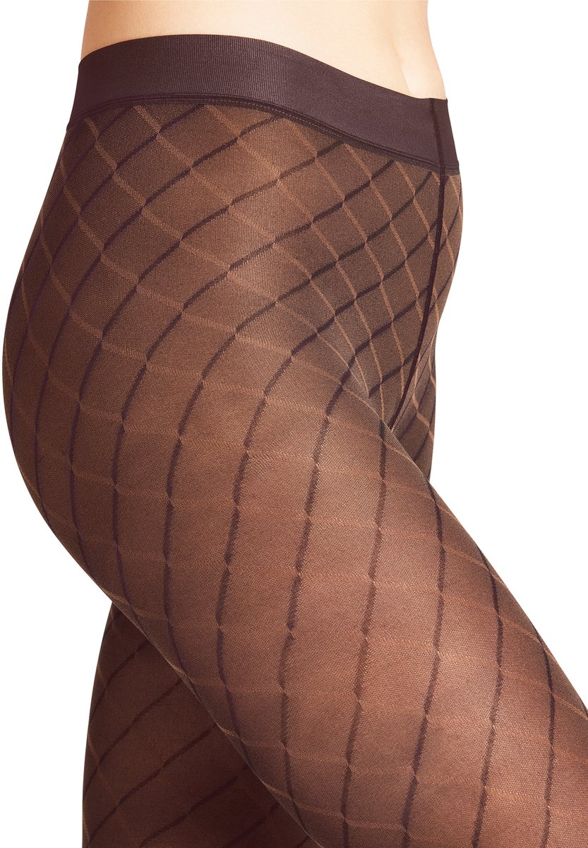 FALKE Intrigue gedessineerd materiaal transparent 30 DEN panty dames rood - maat L (4043875303834)