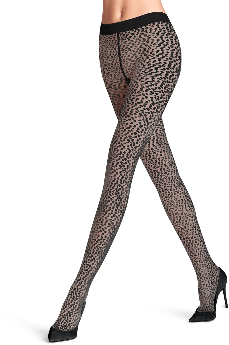 FALKE Shell Fragments gedessineerd materiaal transparent 20 DEN panty dames zwart - maat L (4067112421020)