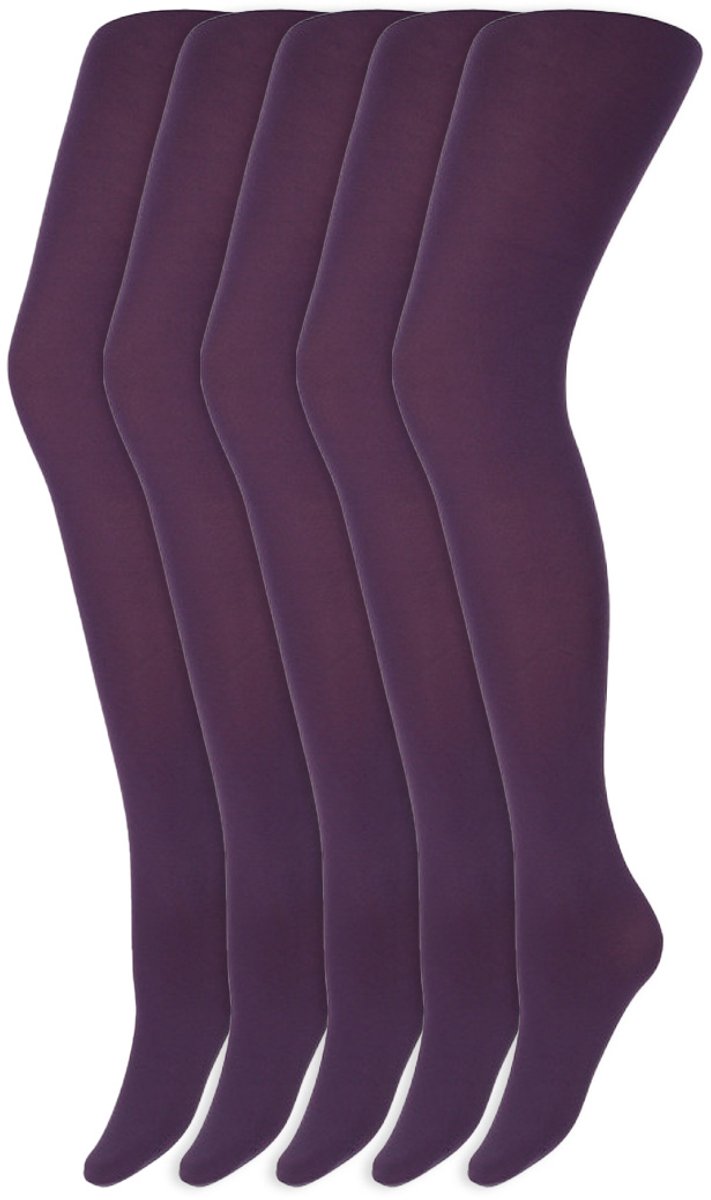 Gekleurde panty's | Micro | 60 Denier | Merk: Marianne | Maat: S t/m XXL | Kleur: Donker paars | 5 Paar (6153635949948)