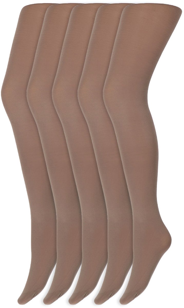Gekleurde panty's | Micro | 60 Denier | Merk: Marianne | Maat: S t/m XXL | Kleur: Fossil | 5 Paar (6153843339340)