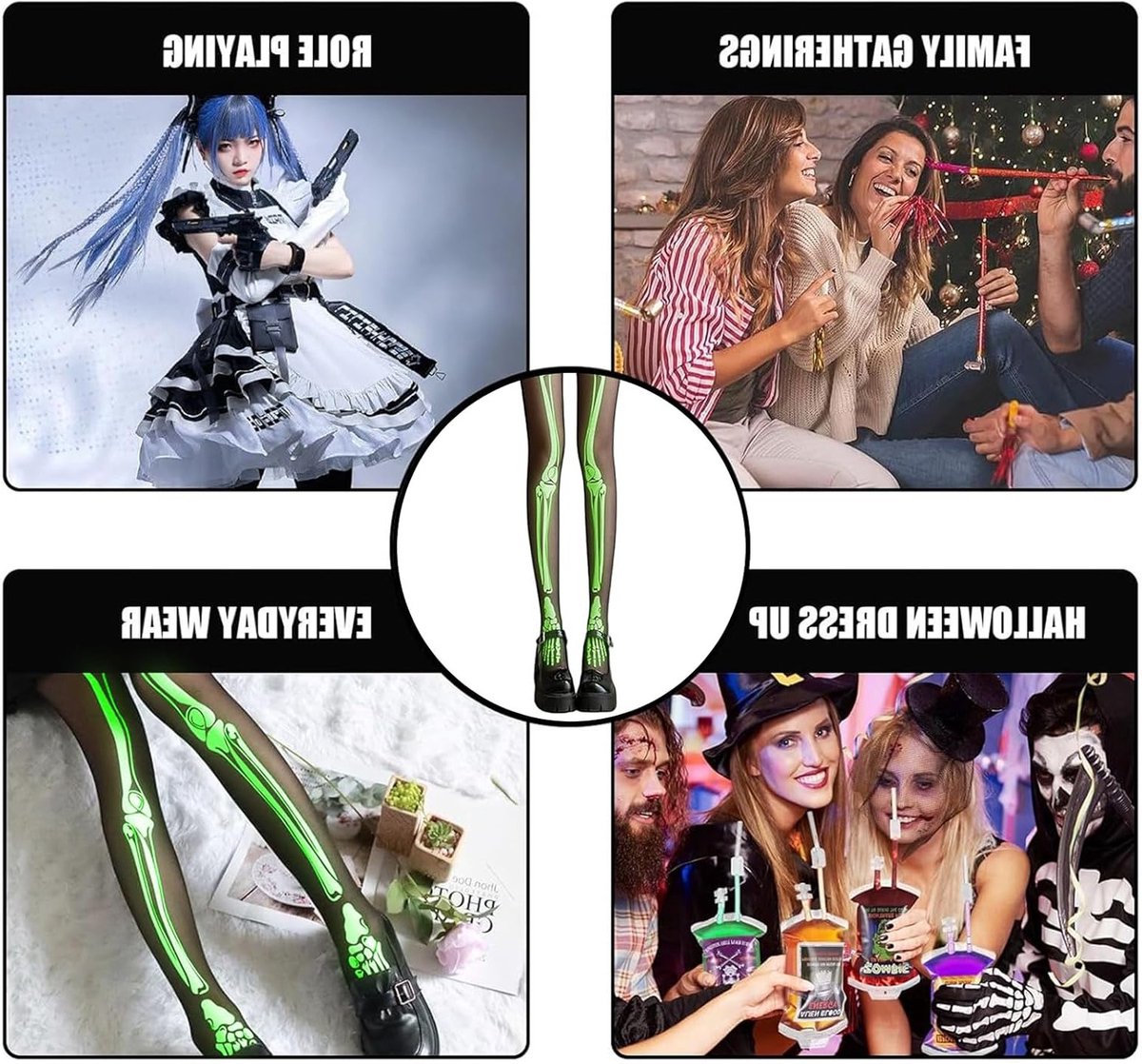 Halloween Panty voor Vrouwen - Skelet Motief, Perfect voor Feestjes, Carnavalskostuums en Halloween Accessoires (2303835737539)