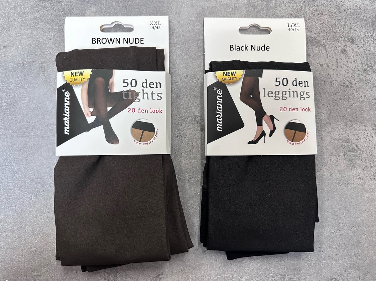 Marianne - Transparante Look Panty - 20 Denier Uiterlijk met 50 Denier Warmte en Comfort - Maat S/M - Kleur: Black/Beige (8719534295852)