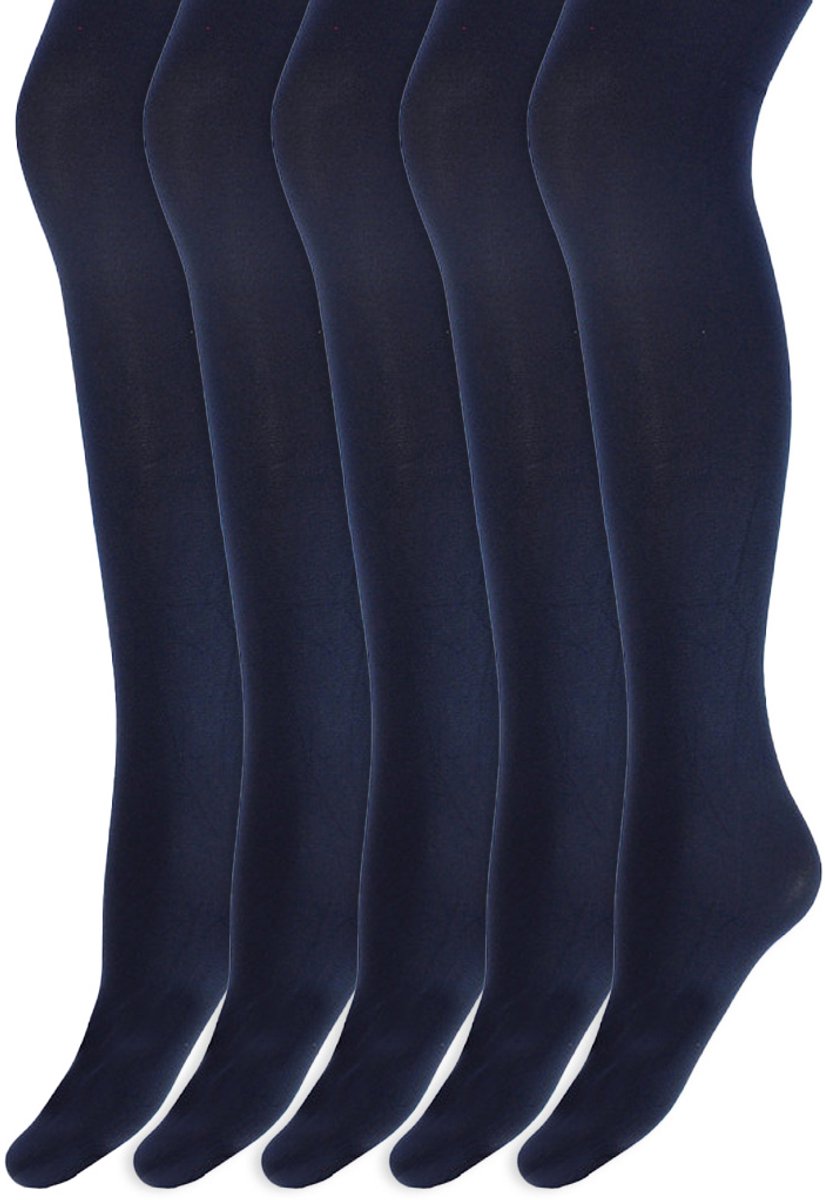 Meisjes panty's | 100 denier | Merk: Yellow Moon | Maat: 98 t/m 176 | Kleur: Donkerblauw | 5 Paar (6153651393374)