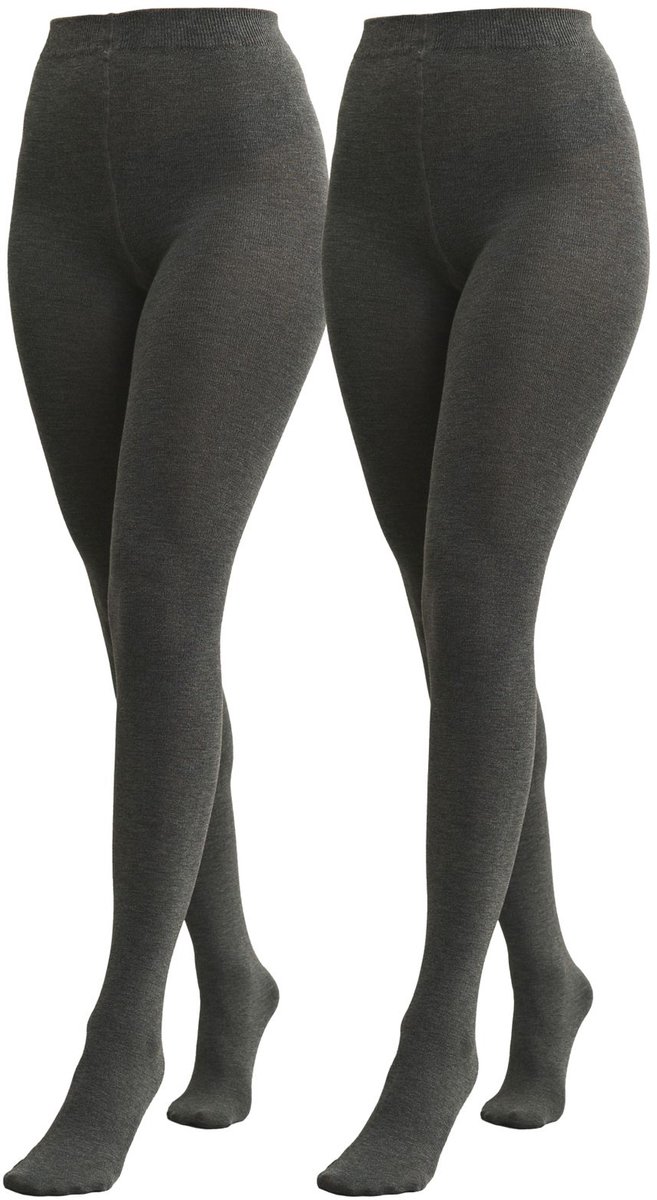 Next - Dames - Set van 2 gebreide panty's met warme handgreep - Grijs (5063598888196)