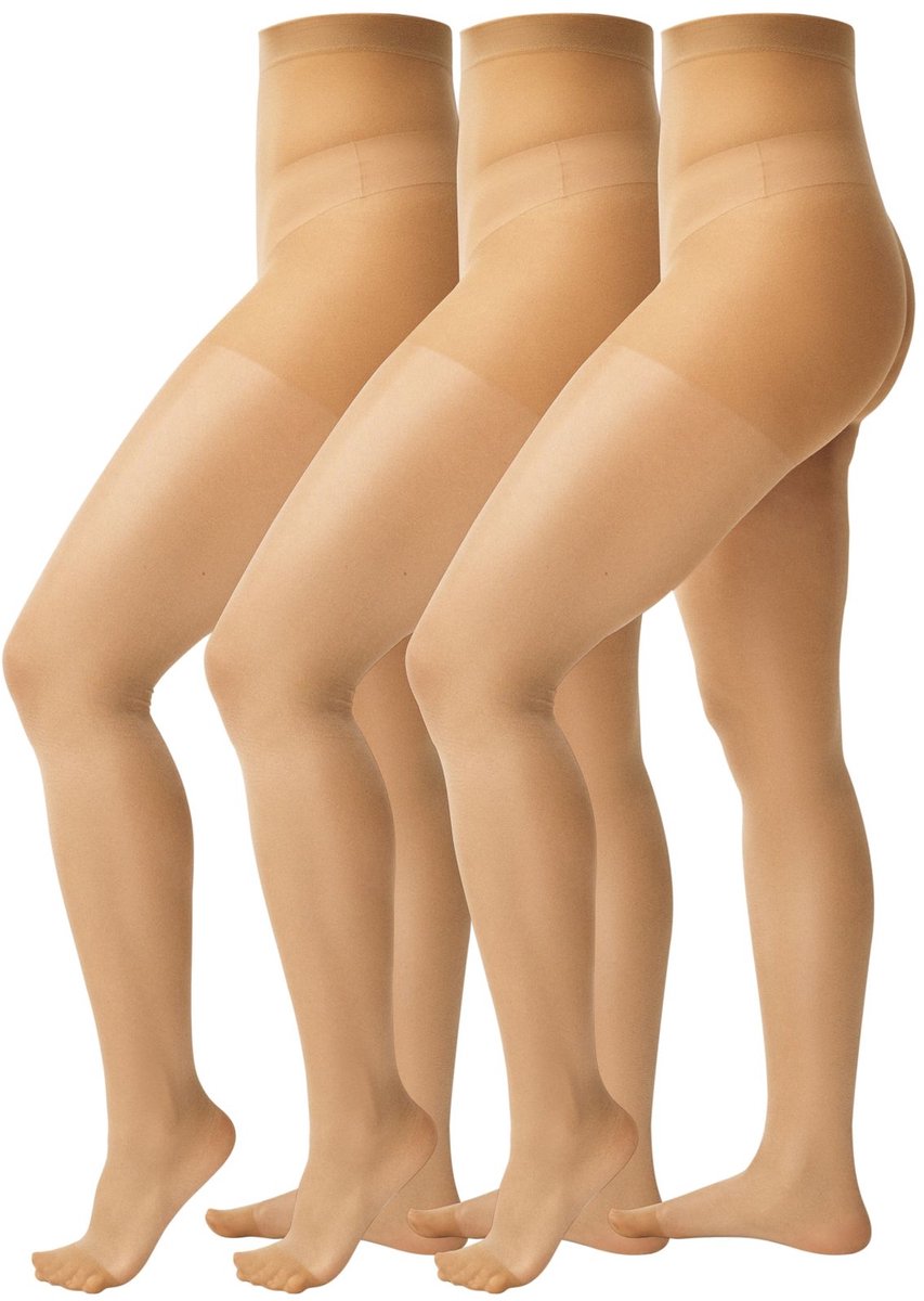 Next - Dames - Set van 3 doorzichtige 20-denier panty's met glans - Naturel (5063796490856)
