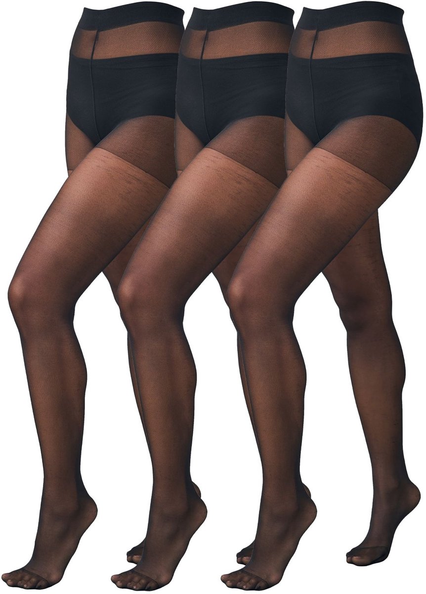 Next - Dames - Set van 3 doorzichtige 20-denier panty's met glans - Zwart (5054736908616)