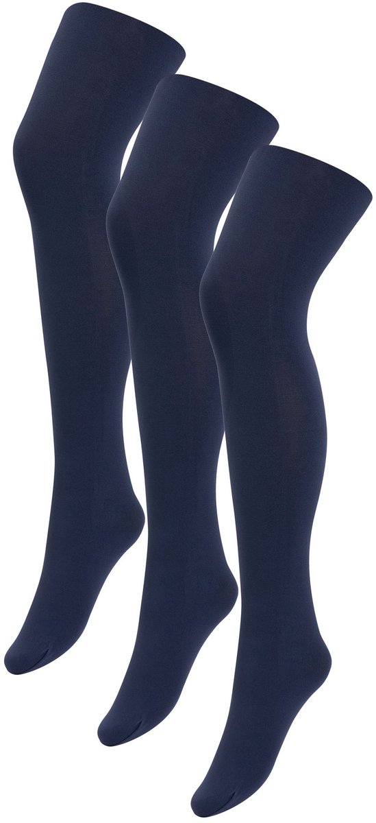 Next - Dames - Set van 3 ondoorschijnende panty's van 100 denier - Blauw (5057763179844)