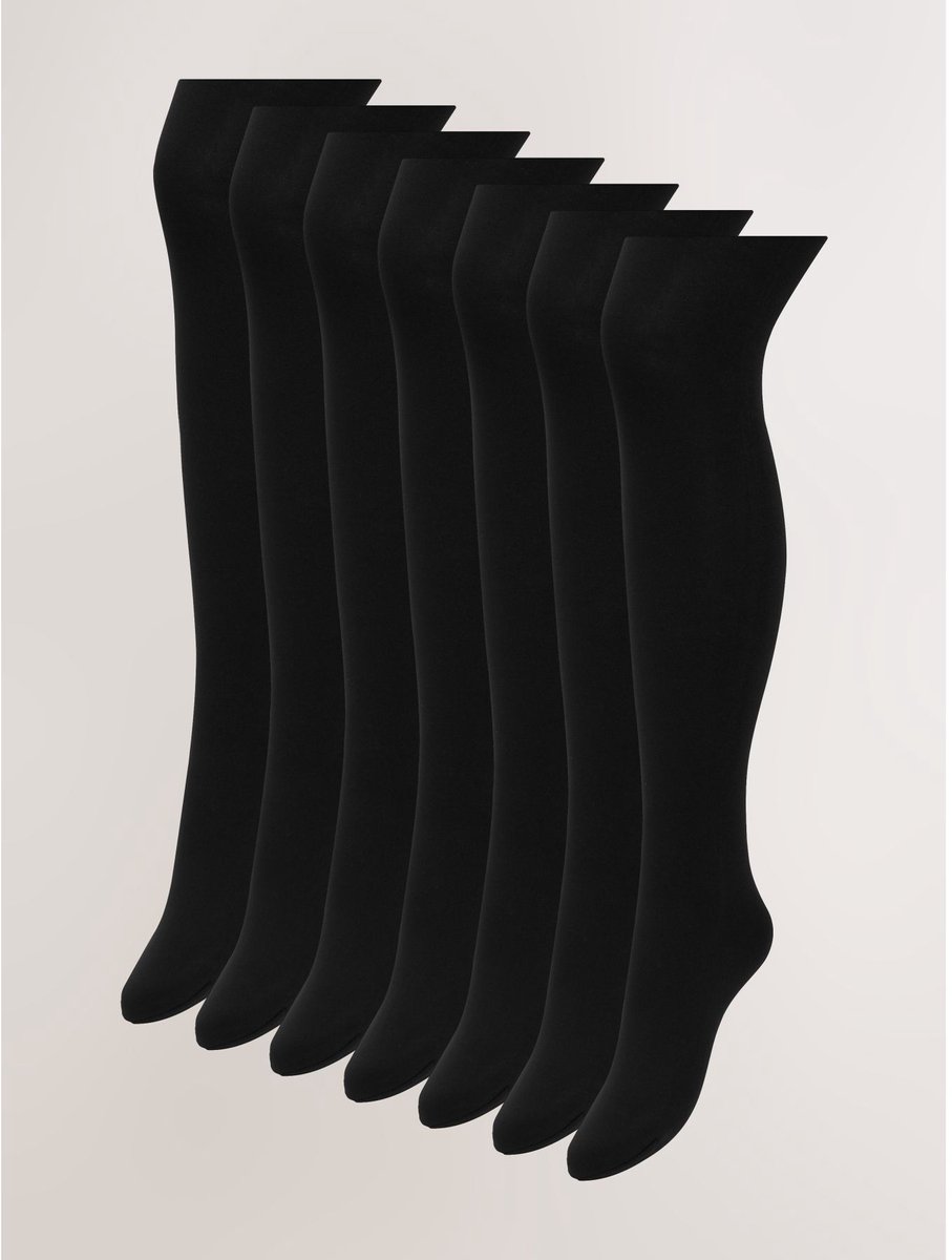 Next - Dames - Set van 7 ondoorschijnende panty's van 100 denier - Zwart (5063798222264)