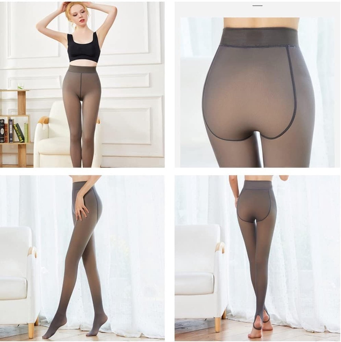 Panty - Zwart - Maat 23 - Gevoerde Thermische Panty met Hoge Taille - Voor Dames (9736566854504)