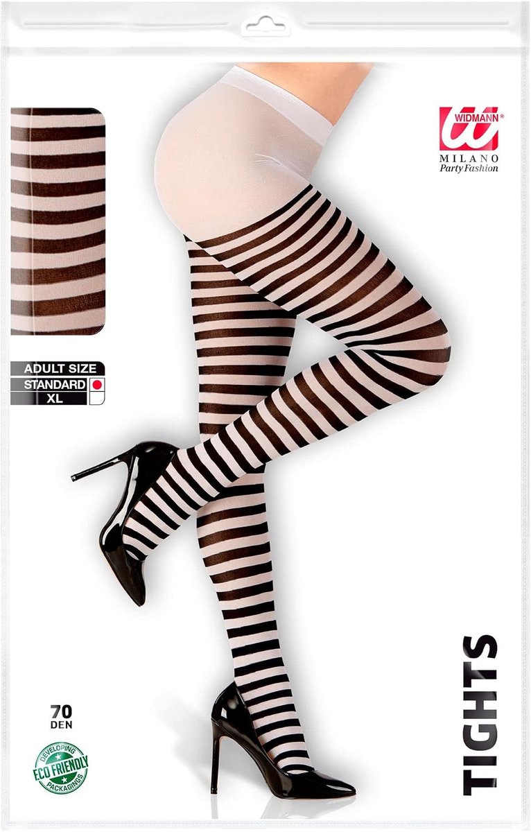 - Panty, gestreept, 70 DEN, Halloween, maskerade, carnaval | Panty, 70 DEN, kostuumaccessoires, accessoires voor Halloween en carnaval (2842142271744)