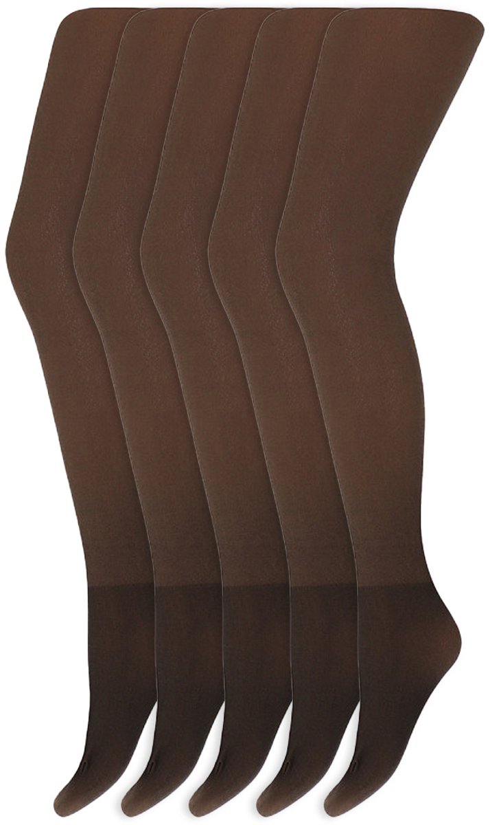 Panty met fleece voering | 200 denier | Merk: Marianne | Maat: S t/m XXL | Kleur: Bruin | 5 Paar (6153617783720)