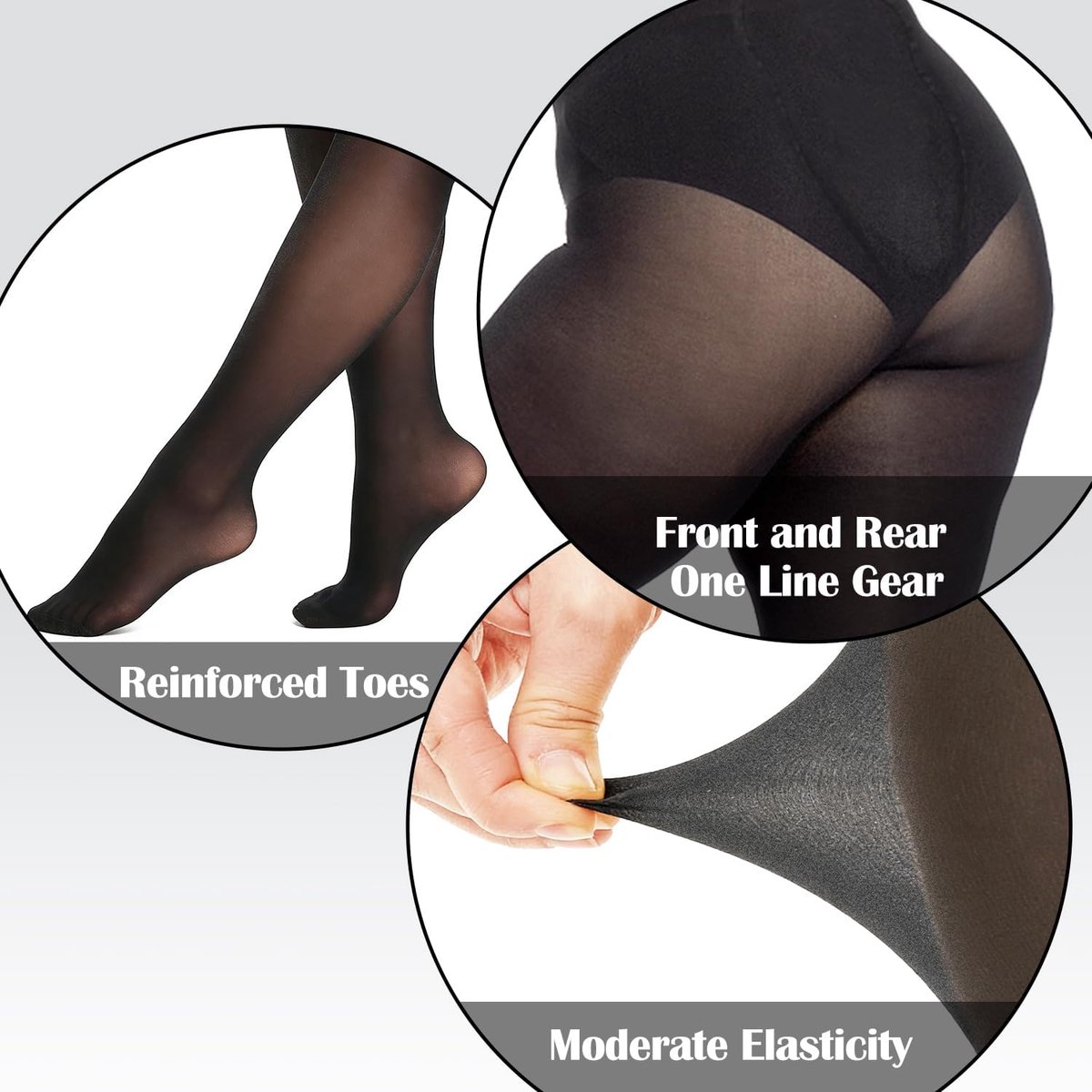 Panty's met hoge taille - 2 paar ondoorzichtige 80D panty's voor dames, effen kleur, zachte kousen voor vrouwen (2873974445058)