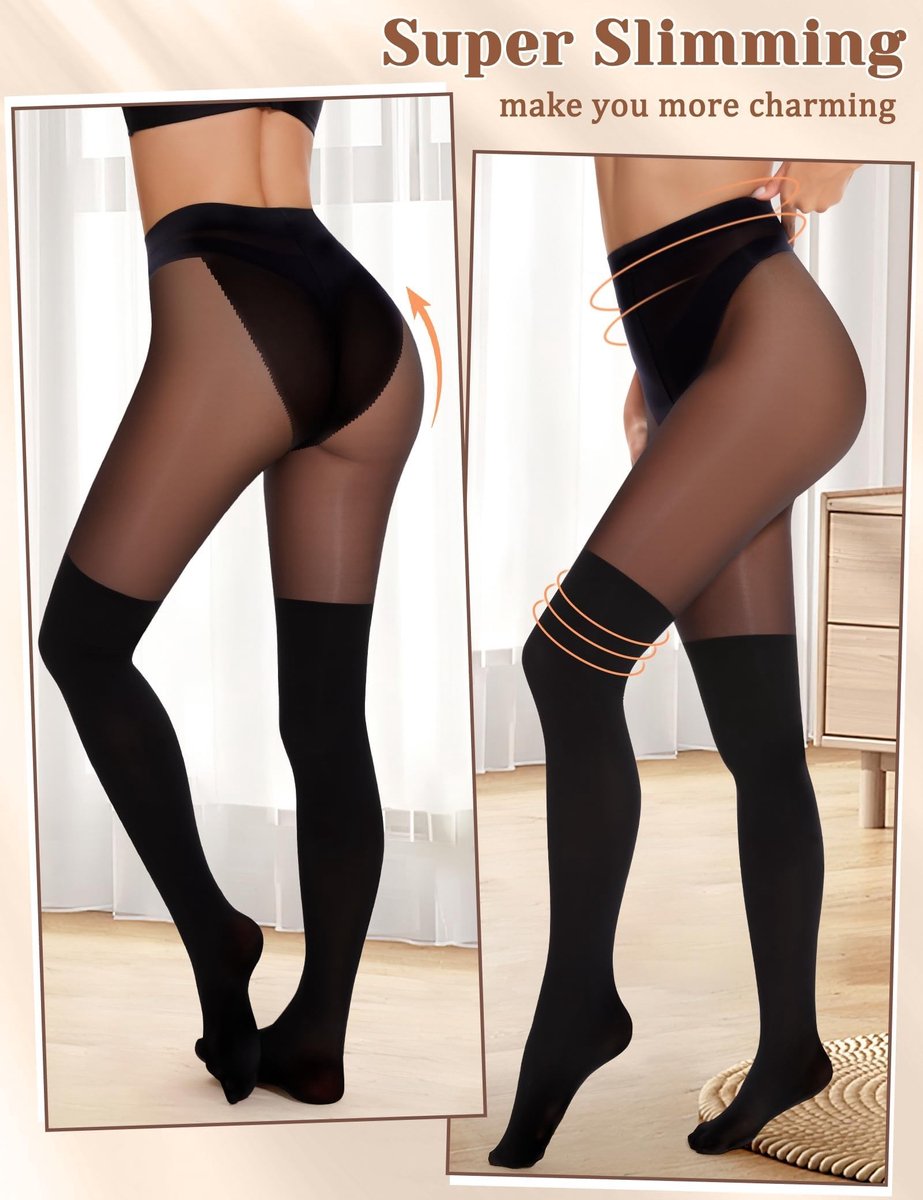 Solidchoice - Dames Overknee Panty 120 Denier Zwart (2577598625949)