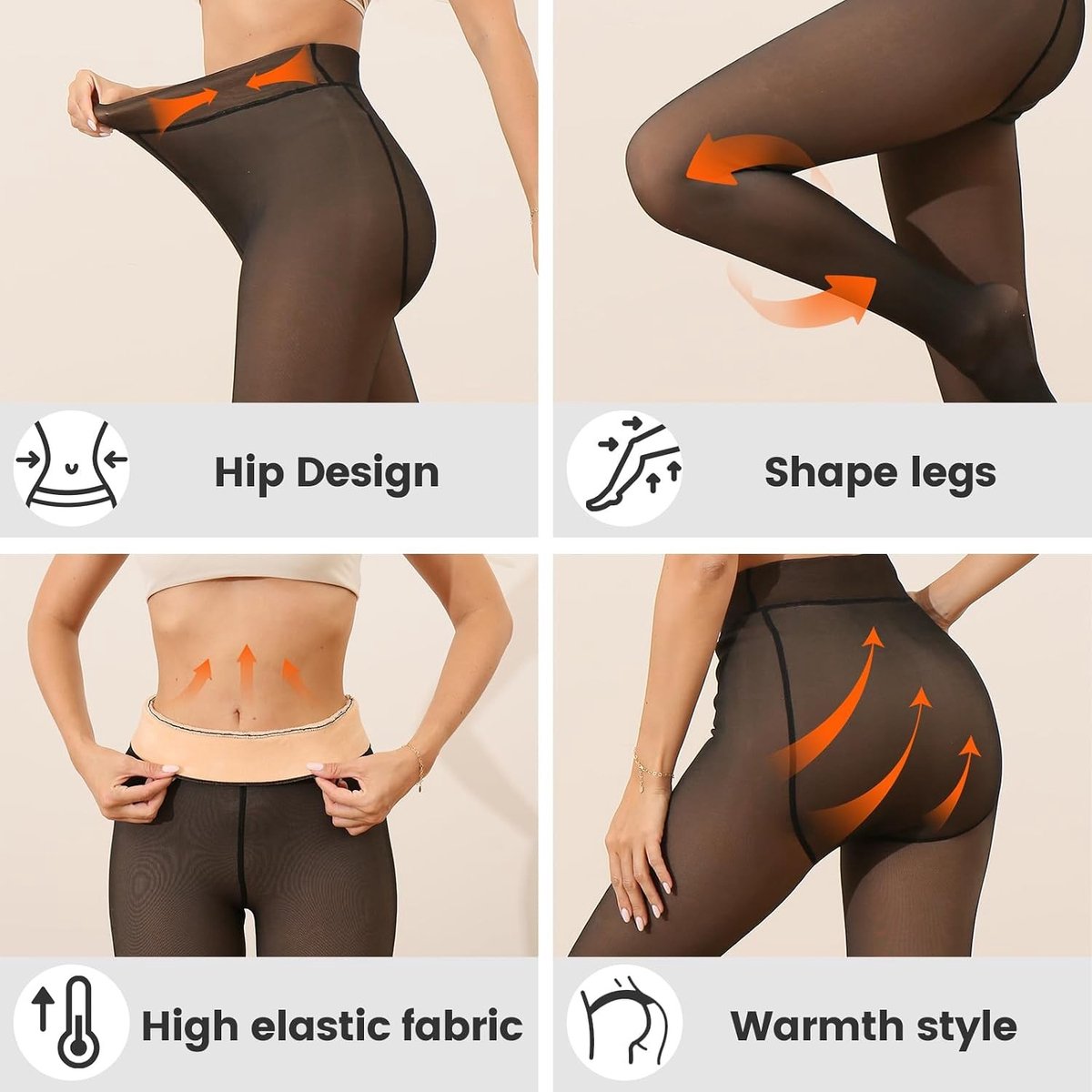 Thermische Panty - Zwart - L-XL - Gevoerde Fleece Panty voor Dames (1816510254883)
