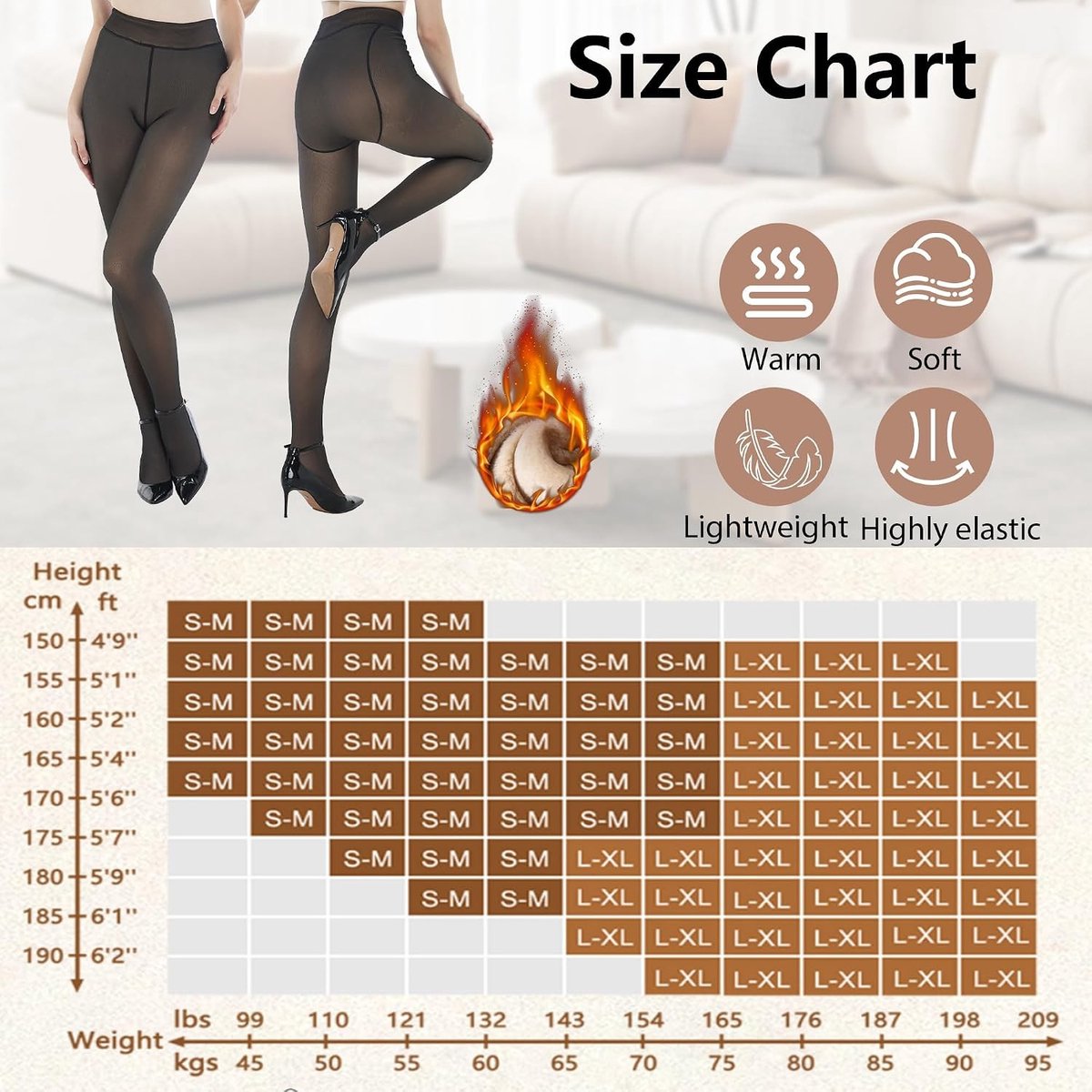 Thermische Panty - Zwart - S-M - Fleece Gevoerd - Voor Dames (3703004505171)