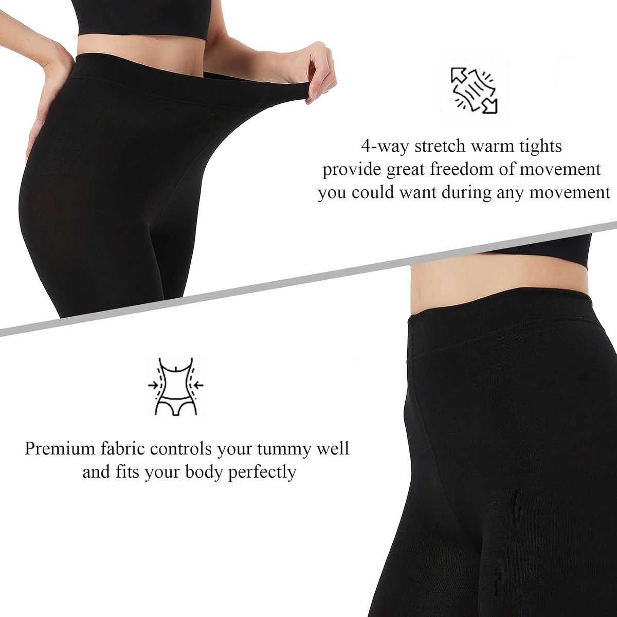Thermische Panty voor Dames - Zwart - 2 Paar - Warm met Elastische Voering - Voor Koude Dagen (3713212596564)