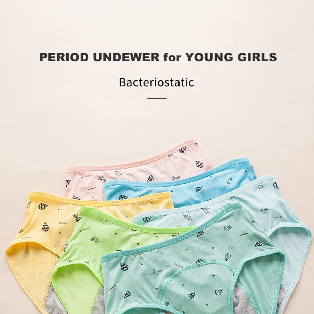 Women Period Pants 3Pcs Leak Proof Period Underwear For Young Girl Child Menstrual Student Asorbent Cotton Panties Women Femail Teens Underpants-A,M (9101253081554)