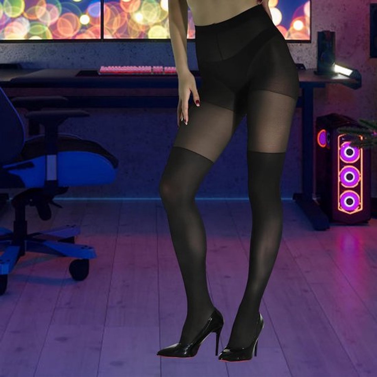 Zwarte Panty Kousen, Transparante Tights voor Vrouwen, Sheer Kousen, XXL Maat, Stretch en Comfortabele Dameskousen (5256955387306)
