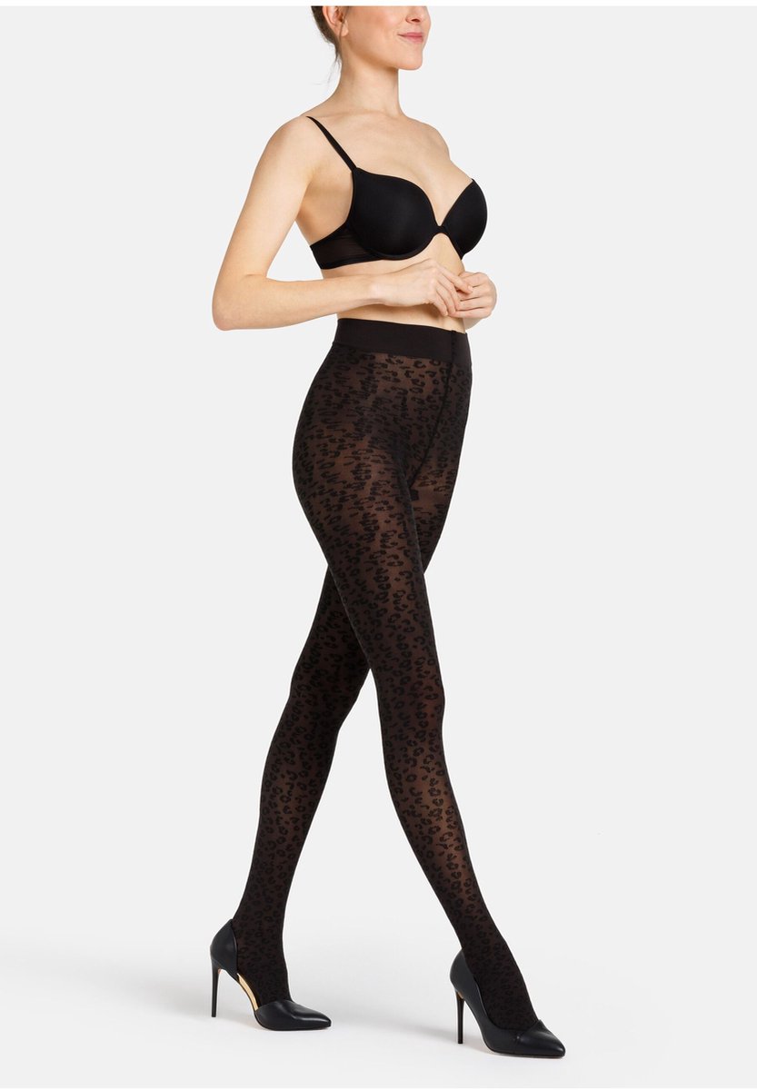 camano, Fijne panty, 50 den, ondoorzichtig, fijn luipaardpatroon, luipaardprint, patroon, luipaard, slijtvast, duurzaam, verstevigd, aangenaam, comfortabel, platte naden, comfortabele tailleband zonder druk van elastiek. (4052171408051)