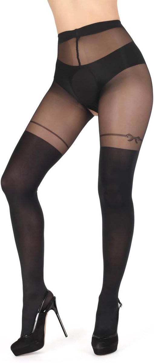 20 denier, sexy overknee-panty met open kruis (2329904398456)