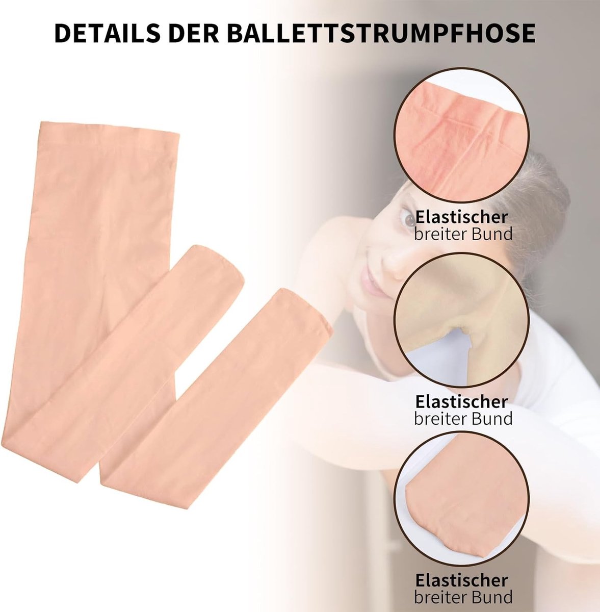 3 Paar Meisjes Panty's, 60D Opaque Ballet Panty's voor Kinderen, Comfortabele en Elastische Kousen voor Dans en Spelen (3549827076715)