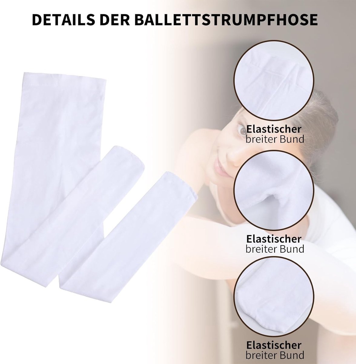 3 Paar Meisjespanty's, 60D Opaque Balletpanty's voor Kinderen, Elastische en Comfortabele Panty's voor Dans en Vrije Tijd (3549815057085)
