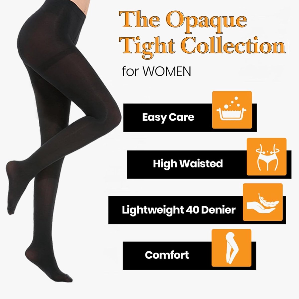 3-pack 120 Denier Zwarte Panty's voor Meisjes, Opaque Schoolpanty's, Hoge Taille, Zachte en Comfortabele Leggings voor Dames (3832901358662)